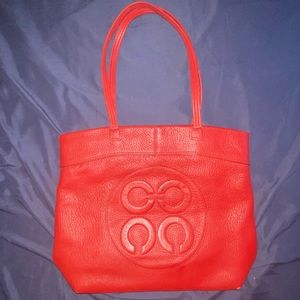 Coach cherry red tote bag
